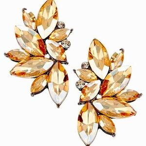 Amber Marquis Rhinestone Stud Earrings